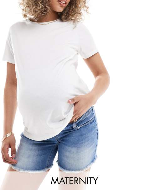 Mamalicious - Short en jean avec bande pour le ventre - Bleu - view 1