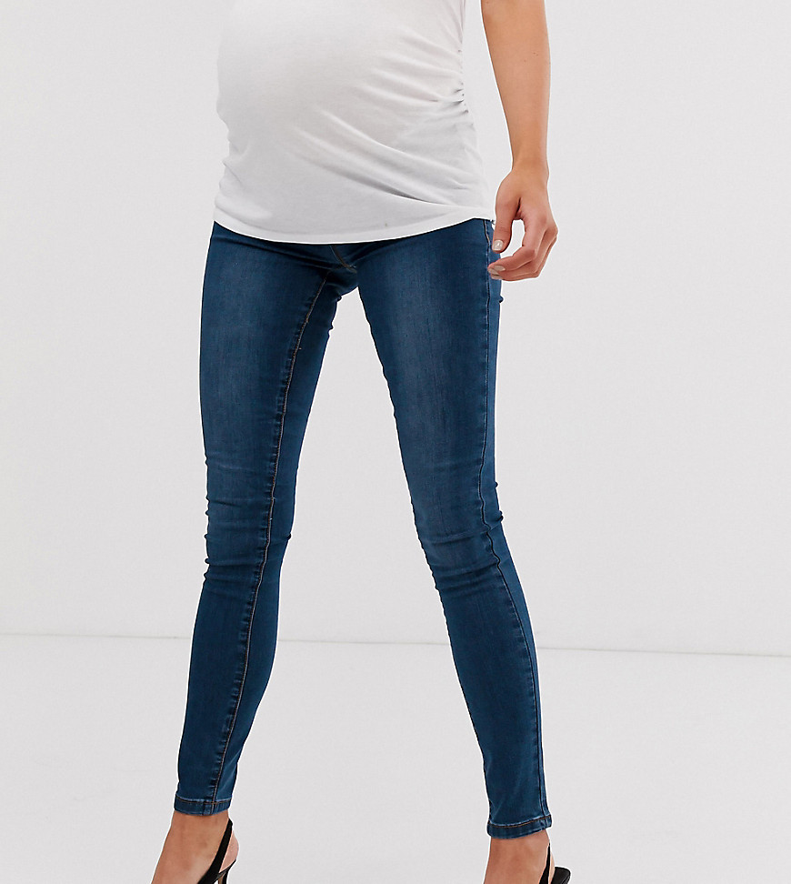 Mamalicious – Skinny jeans med elastiska inlägg i midjan-Blå