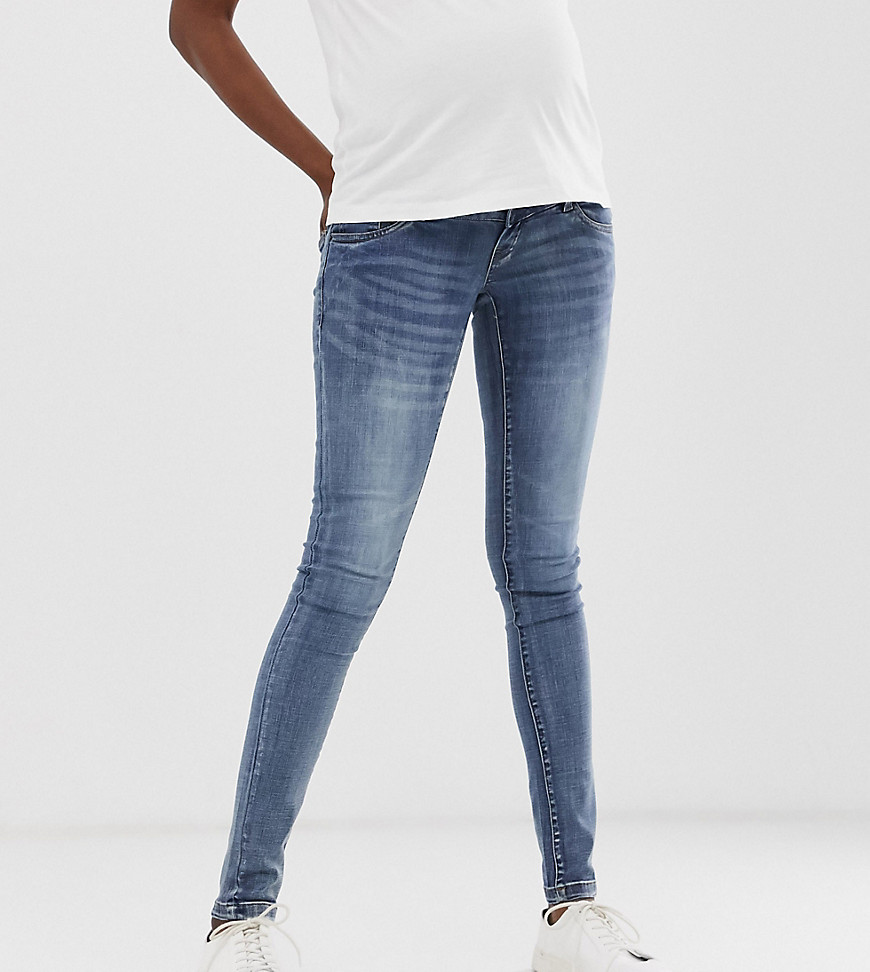 Mamalicious skinny jeans with bump band-Blue