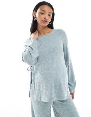 Mamalicious slubby knit split side top co-...