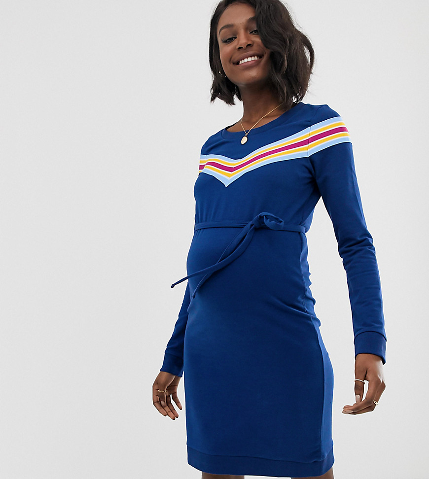 Mamalicious - Sportieve gestreepte jurk-Blauw