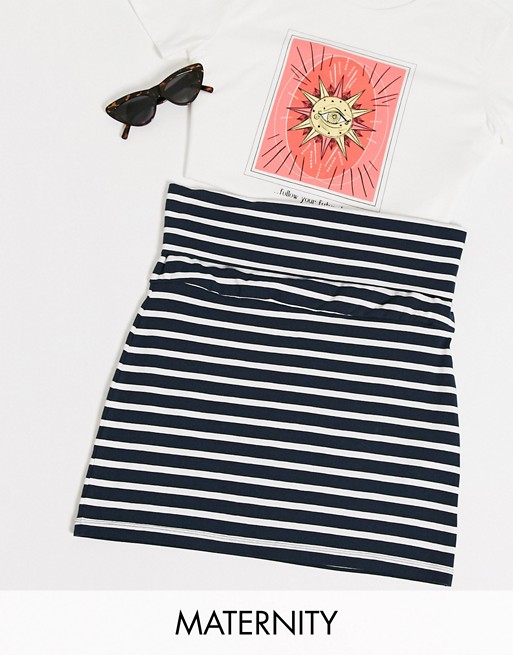 Mamalicious stretchy midi skirt in stripe