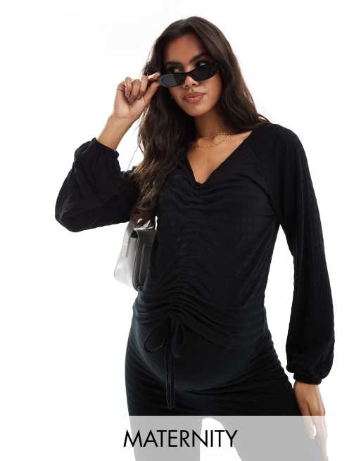 Mamalicious - Top d'ensemble de grossesse en jersey froncé - Noir