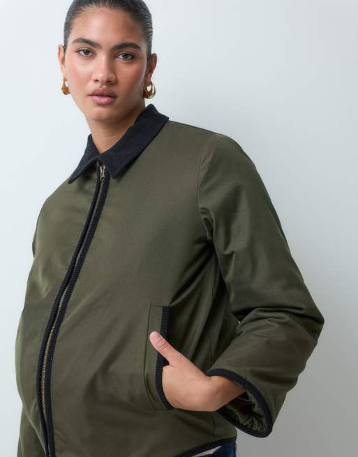 Mamalicious Umstands-3-in-1-Barnjacke mit Cordkragen in Dunkelgrün, 3 von 4