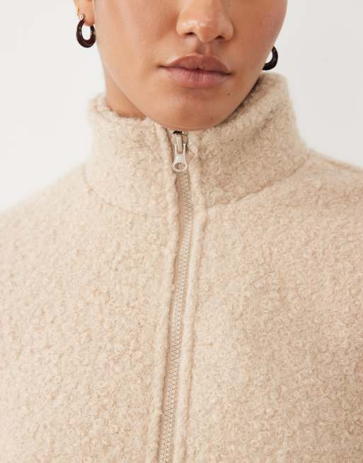 Mamalicious Umstands-3-in-1-Fleecejacke mit hohem Kragen in Cremeweiß, 4 von 4