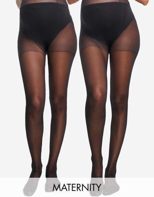 Mamalicious Umstandsmode – 2er-Pack Strumpfhosen in Schwarz