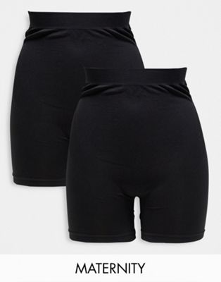 Mamalicious Maternity 2 pack over the bump shapewear shorts in black  - ASOS Price Checker