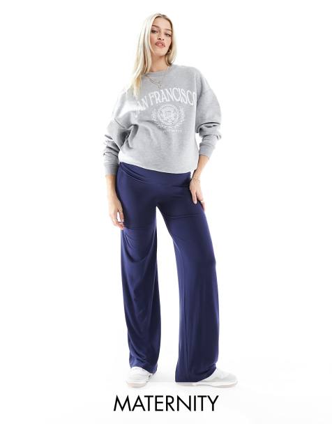 Mamalicious – Umstandsmode – Hose in Marineblau mit Überbauchbund und weitem Bein - view 1