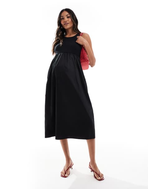 Mamalicious - Vestito midi con top in jersey e gonna in popeline nero - view 1