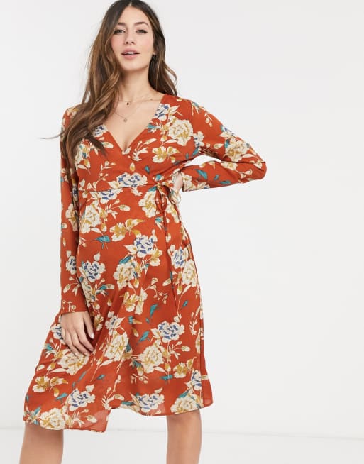 Mamalicious - Vestito per allattamento a portafoglio rosso a fiori, 4 di 4