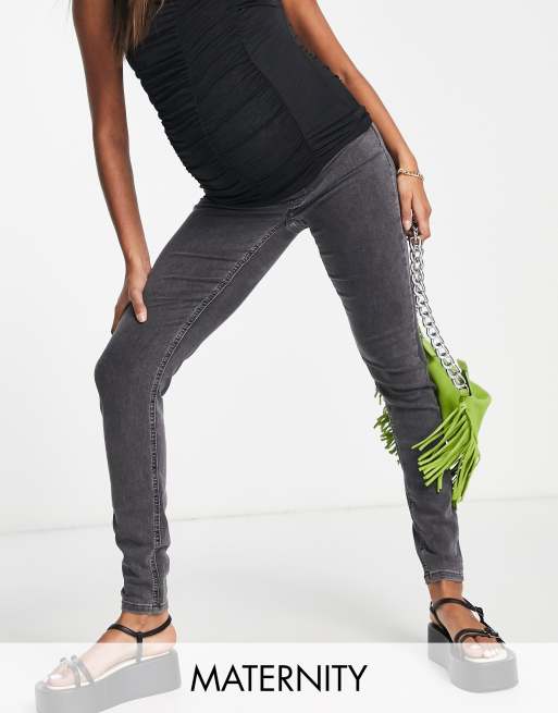 Mamalicious - Zwangerschapskleding - Denim jegging in grijs