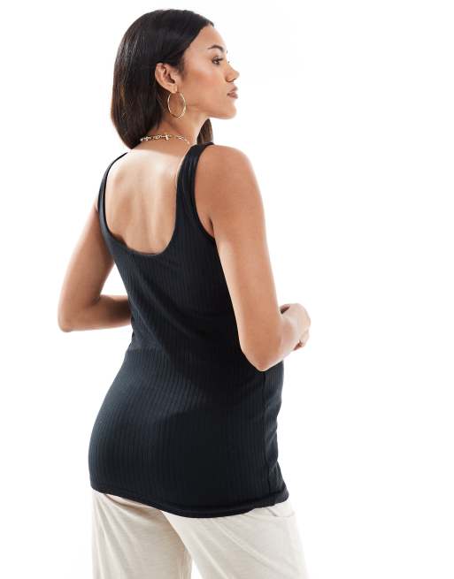 Mamalicious - Zwangerschapskleding - Geribbelde tanktop van jersey in zwart, 4 van 4