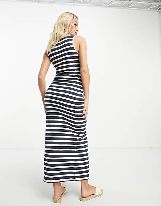spuiten Mexico Strak Mamalicious - Zwangerschapskleding - Maxi-jurk in blauw en wit gestreept |  ASOS