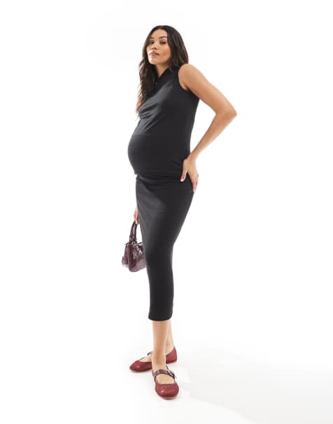 Mamalicious - Zwangerschapskleding - Mix en match - Maxi rok van co-ord set van zachte jersey in zwart - view 1