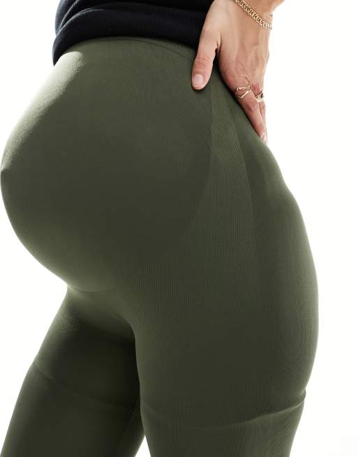 Mamalicious - Zwangerschapskleding - Naadloze legging in duffeltas groen, 2 van 5