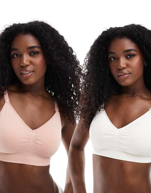 Mamalicious - Zwangerschapskleding - Set van 2 borstvoedingsbeha's in zwart en roze
