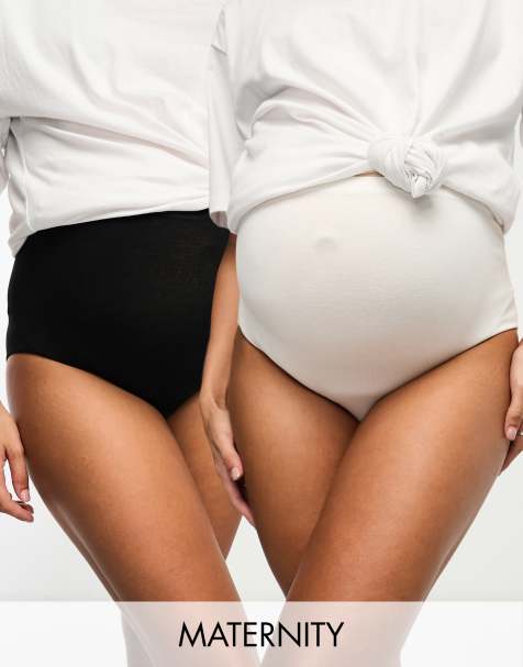 Mamalicious - Zwangerschapskleding - Set van 2 onderbroeken met hoge taille in wit en zwart - view 1