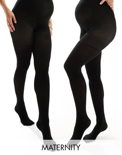 Mamalicious - Zwangerschapskleding - Set van 2 panty's in 20 denier in zwart