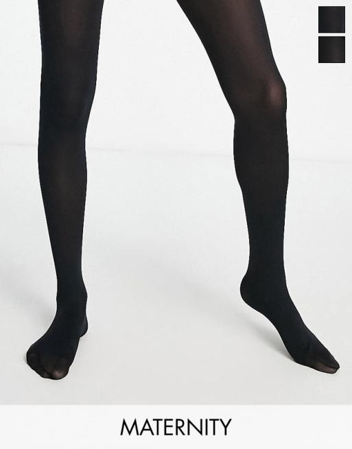 Mamalicious - Zwangerschapskleding - Set van 2 panty's in 50 denier in zwart, 4 van 4