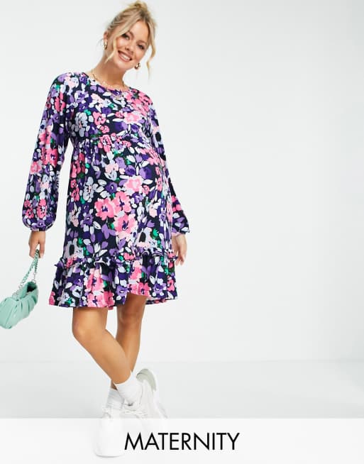 Mamalicious - Zwangerschapskleding - Smockjurk met felgekleurde bloemenprint