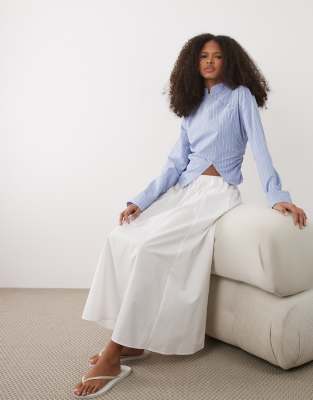 Mango 100% Cotton A-line Midaxi Skirt In White