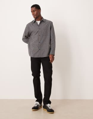 Mango 100% Cotton Checked Shirt In Black
