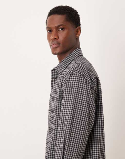 Mango 100% cotton checked shirt in black, 4 of 5