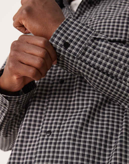 Mango 100% cotton checkered shirt in black, 5 of 5