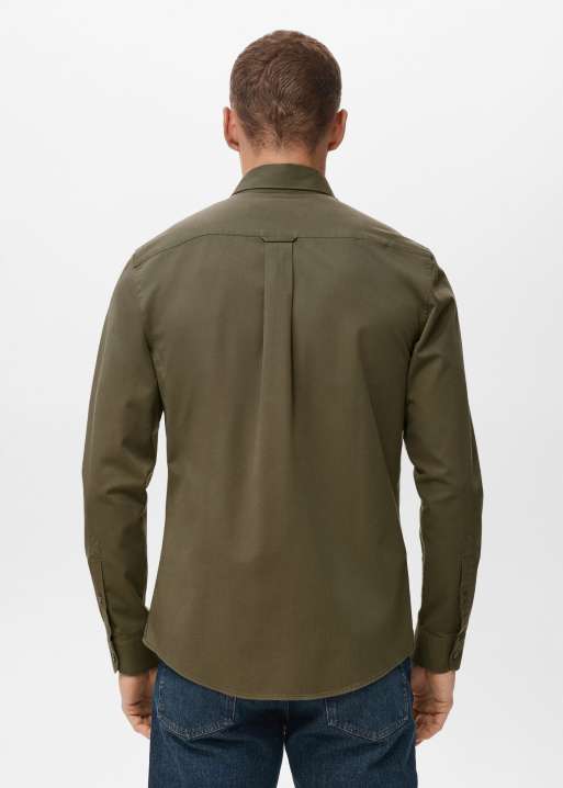Mango 100% cotton classic shirt in khaki green, 2 of 5