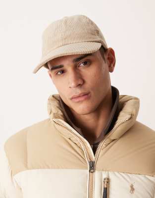 Mango Mango 100% cotton cord cap in beige-Neutral