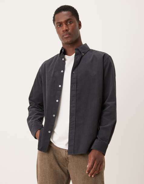 Mango 100% cotton cord shirt in grey - view 1
