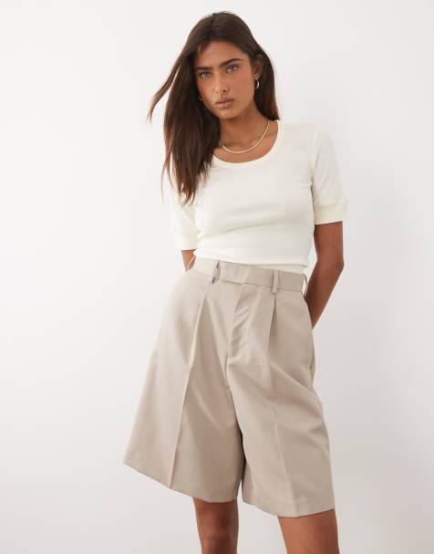 Mango 100% cotton cuffed sleeve t-shirt in cream