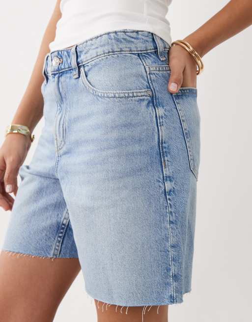 Mango 100% cotton denim bermuda shorts in bleach wash, 5 of 5