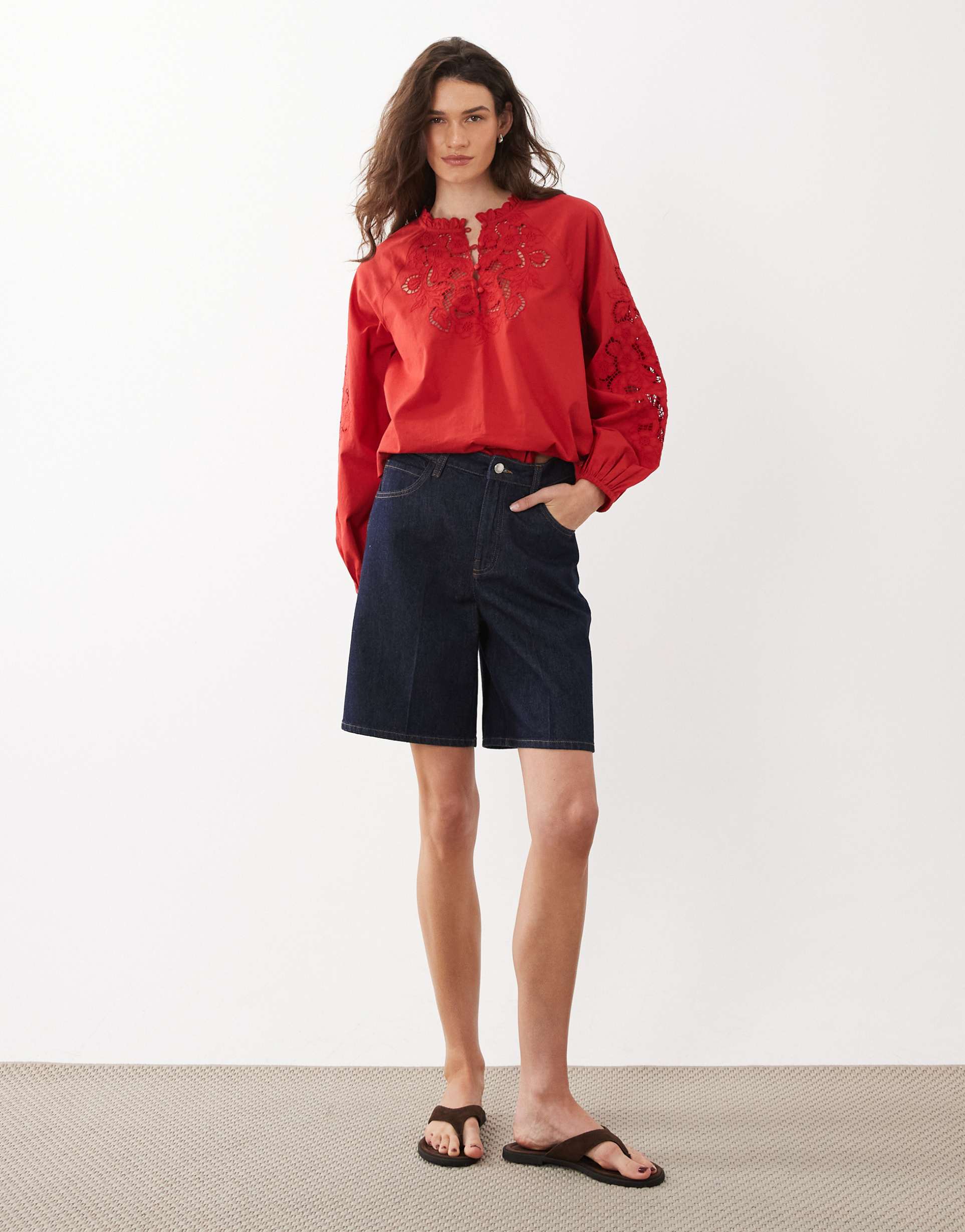 mango 100% cotton denim bermuda shorts in indigo