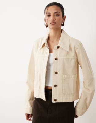 Mango 100% Cotton Denim Jacket In White