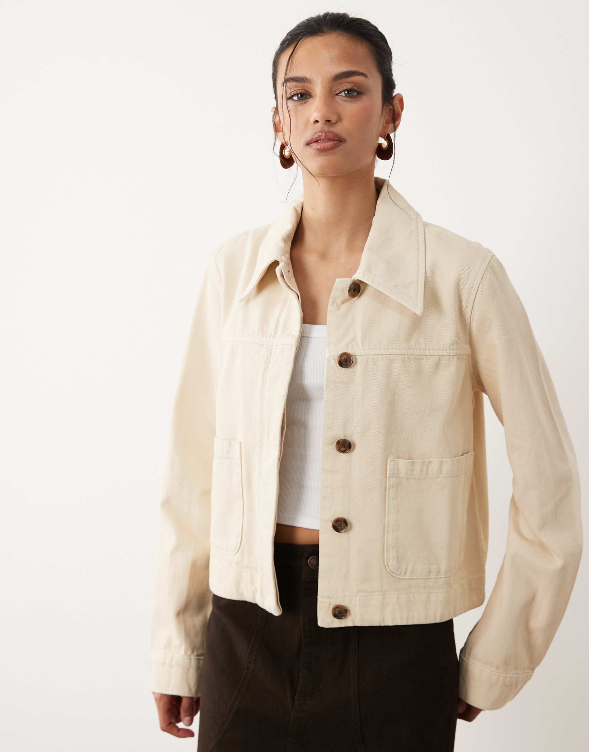mango 100% cotton denim jacket in butter yellow