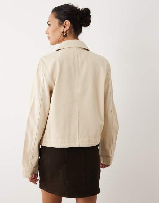 Mango 100% cotton denim jacket in butter yellow, 2 of 4