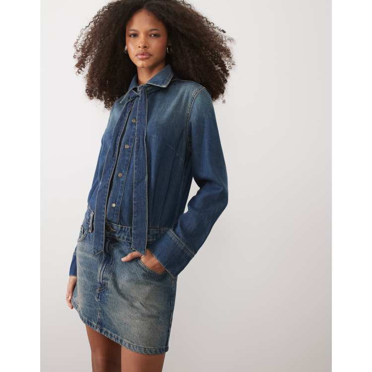 MANGO - Combined Denim Dress Medium Blue
