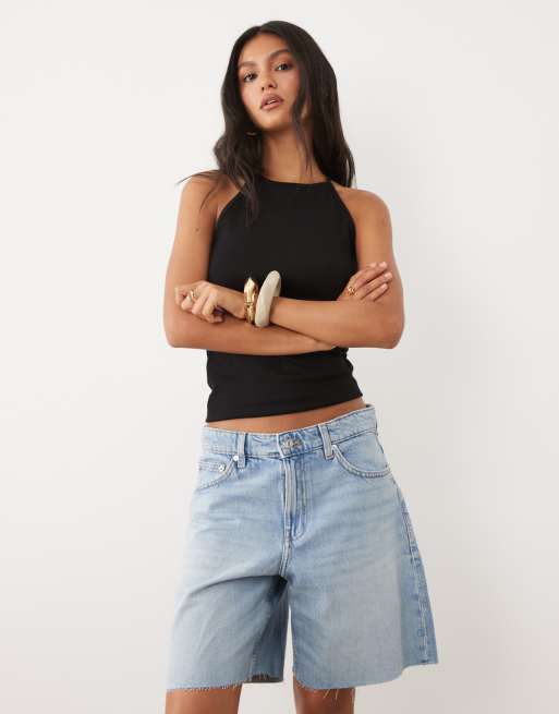 Mango 100% cotton denim short in light blue, 2 of 5