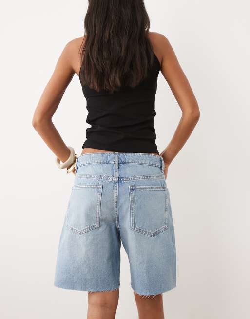 Mango 100% cotton denim short in light blue, 5 of 5