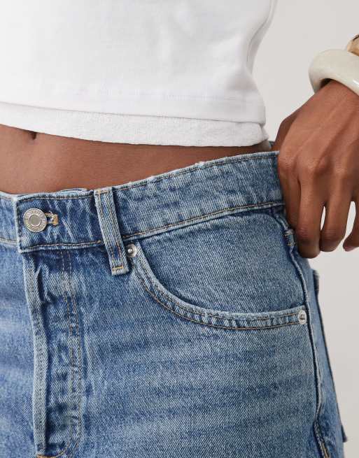 Mango 100% cotton denim short in light blue, 3 of 5