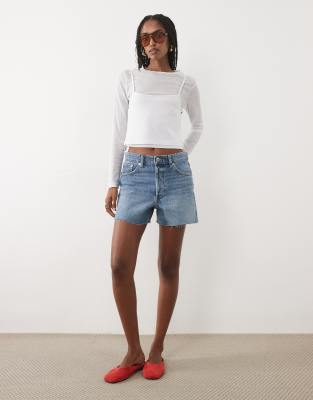 Mango 100% Cotton Denim Shorts In Blue