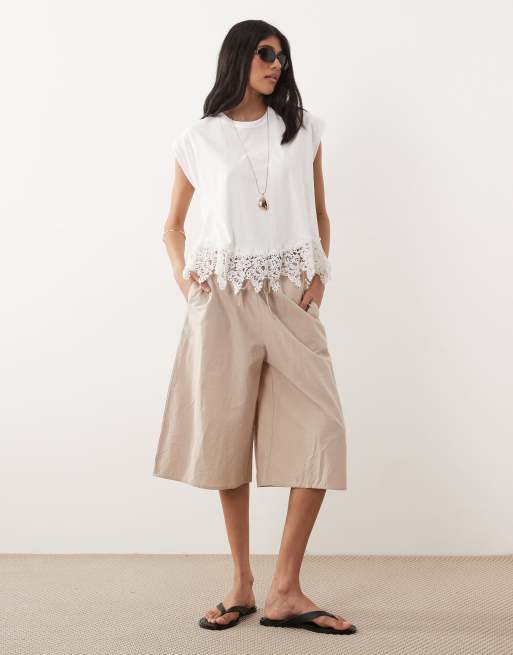 Mango 100% cotton embroidered hem t-shirt in white, 2 of 4