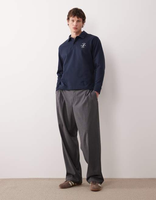 Mango 100% cotton embroidered polo sweatshirt in navy, 2 of 5