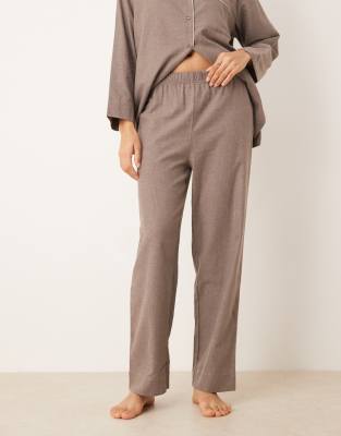 Mango 100% Cotton Flannel Pajama Pants In Brown