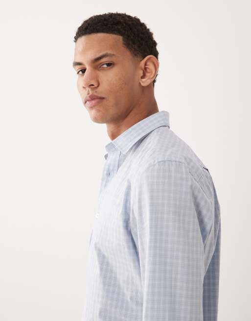 Mango 100% cotton gingham shirt in pale blue, 4 of 5