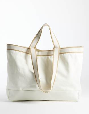Mango 100% Cotton Large Tote Bag In White