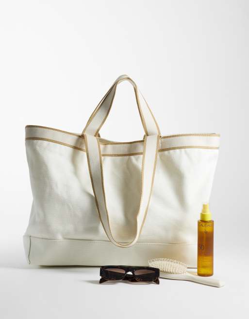 Mango 100% cotton large tote bag in ecru, 2 of 4