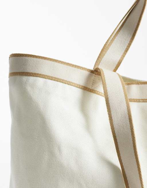Mango 100% cotton large tote bag in ecru, 4 of 4