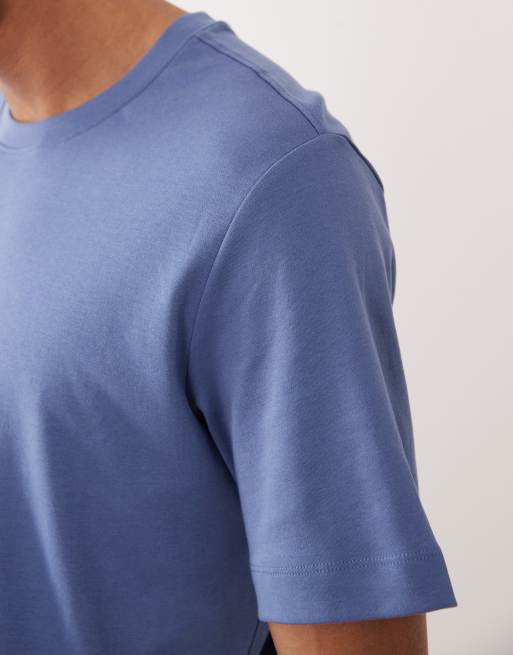 Mango 100% cotton regular fit t-shirt in mid blue, 3 of 5